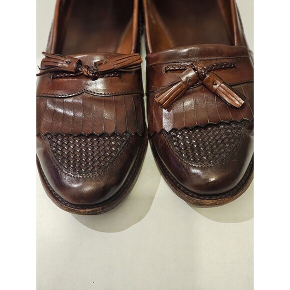 Men's ALLEN EDMONDS CODY Kiltie Tassel Loafers 11 D Brown Woven Leather Shoes - Picture 13 of 14